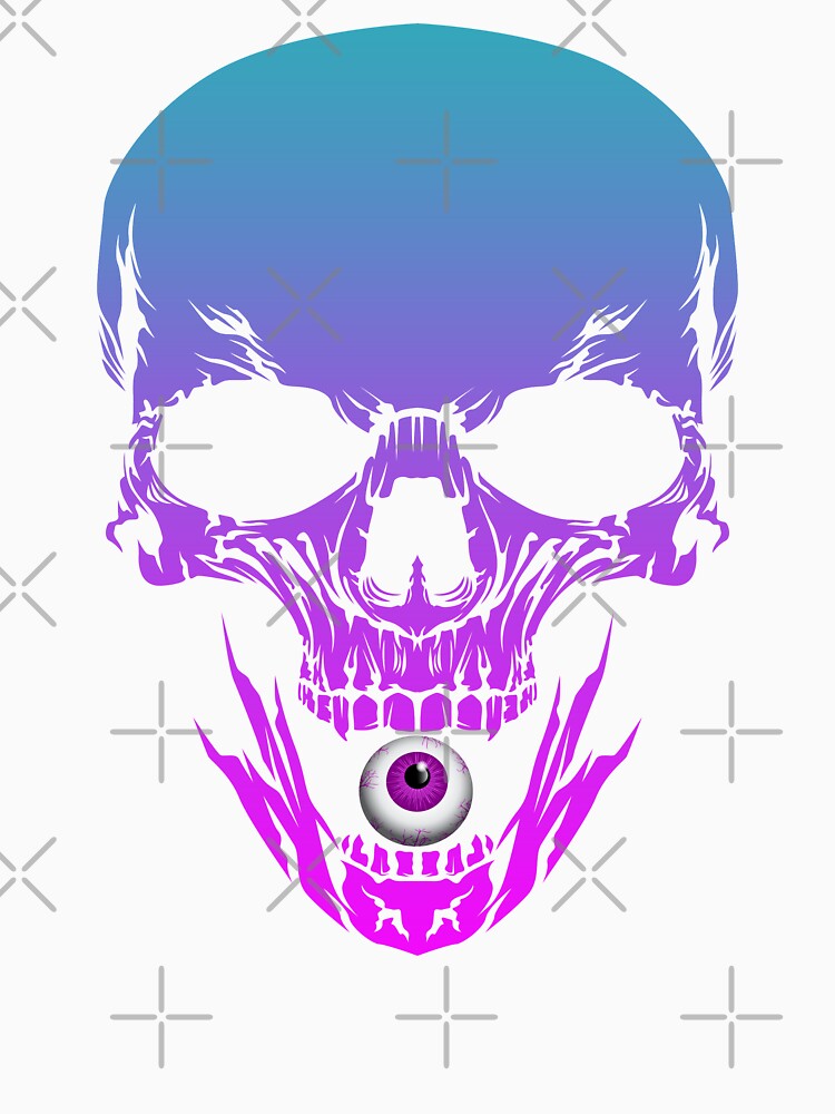 Vaporwave Synthwave Retrowave Creepy Skull with eye print by D-C-Designs