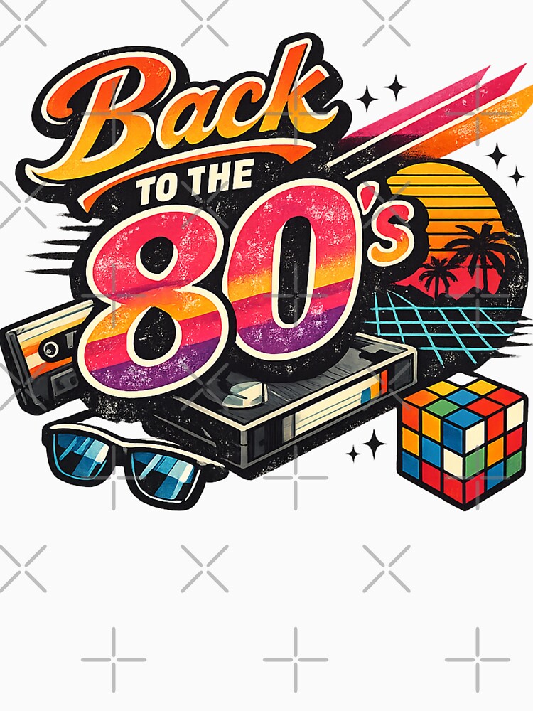 Back to the 80s Retro Vintage AI Graphic – Neon Synthwave Cassette & VHS Design by Cleora Art
