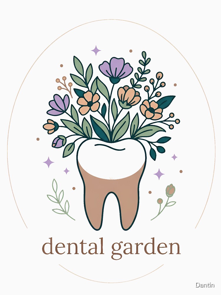 Dental Garden Tooth Wildflowers Aesthetic Gift Design by Dantin