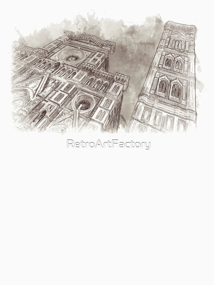 Cathedral of Santa Maria del Fiore - Florence, Italy - Sketch and Wash Style by Retro Art Factory