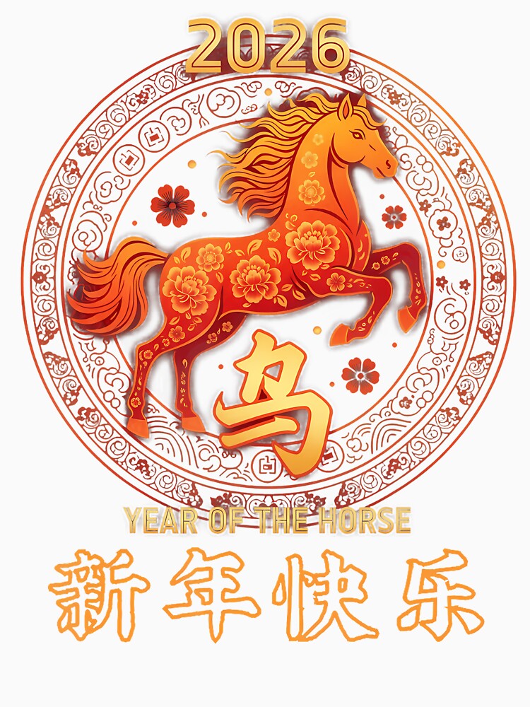 Chinese Zodiac Lunar New Year Of The Fire Horse 2026 by JeneMindy