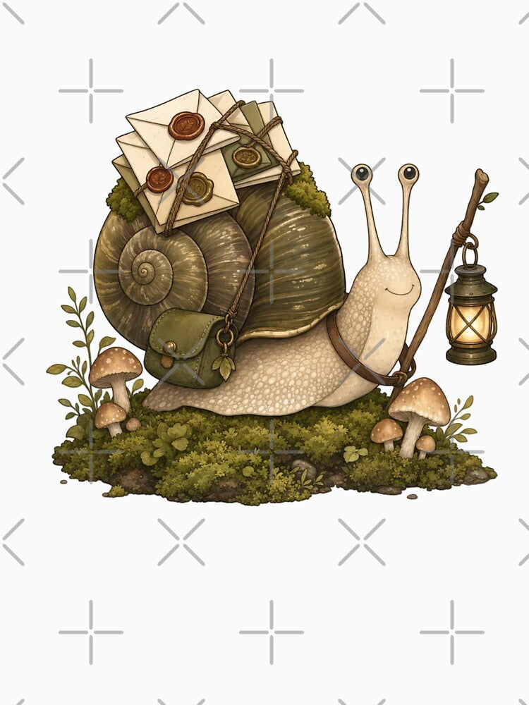Snail Mail Courier with Wax Sealed Letters | Goblincore Olive and Ochre by StickyGuys
