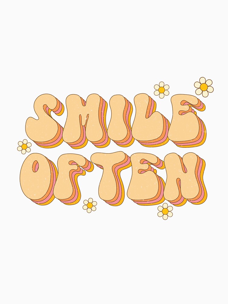 Smile Often Floral Rainbow Retro Graphic by redbubbleart18