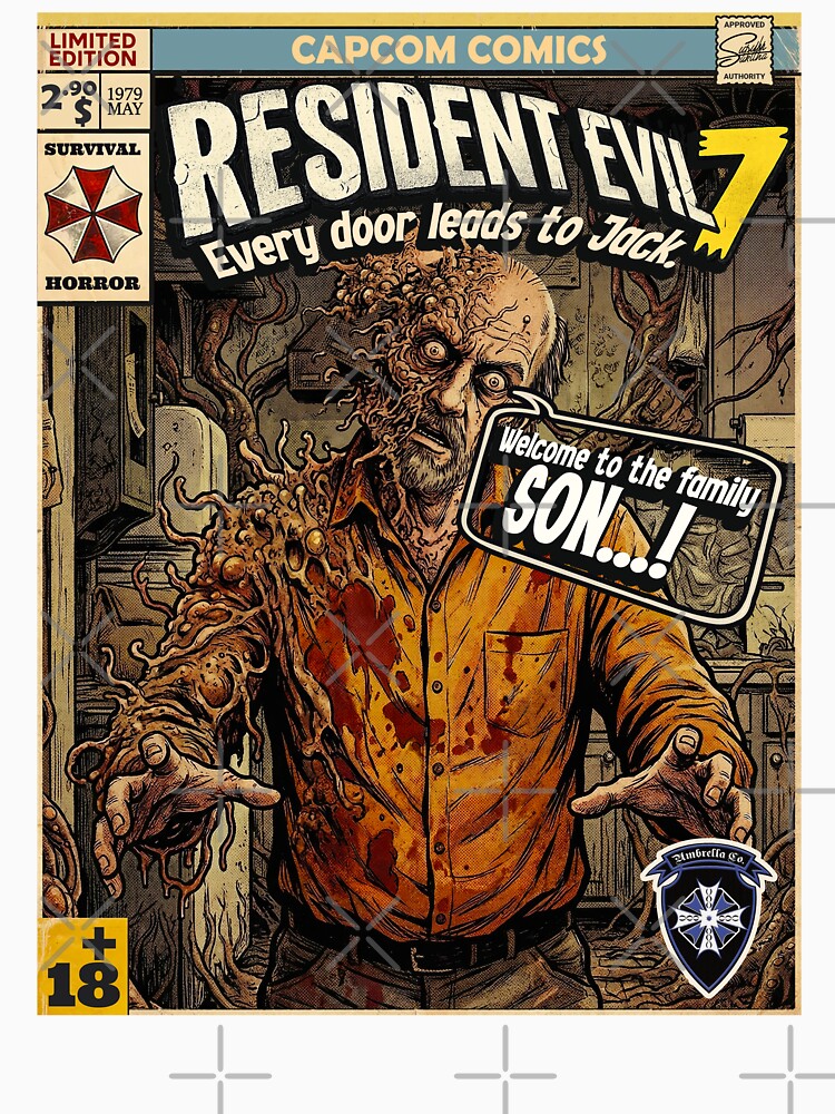 Resident Evil 7 Jack Baker Comic Book Cover Retro Gaming Art by Back2Collage