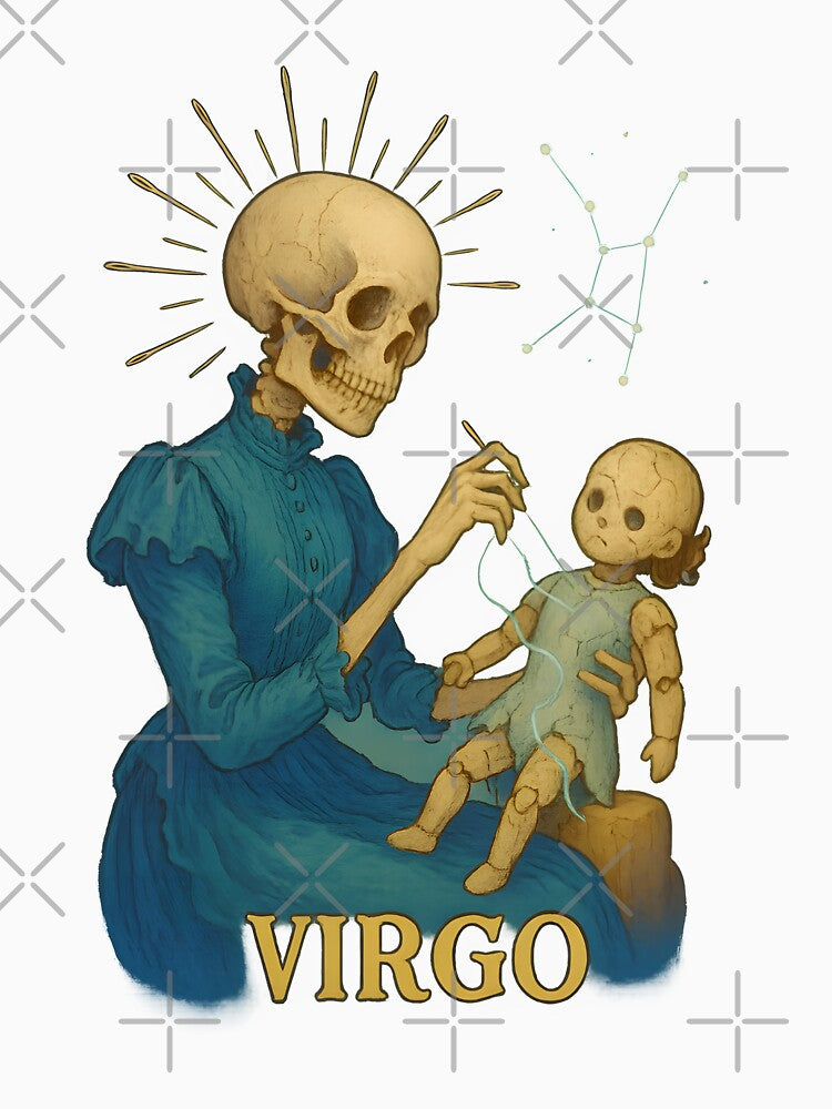 Virgo Skeleton Sewing a Broken Doll by Ironicdoll