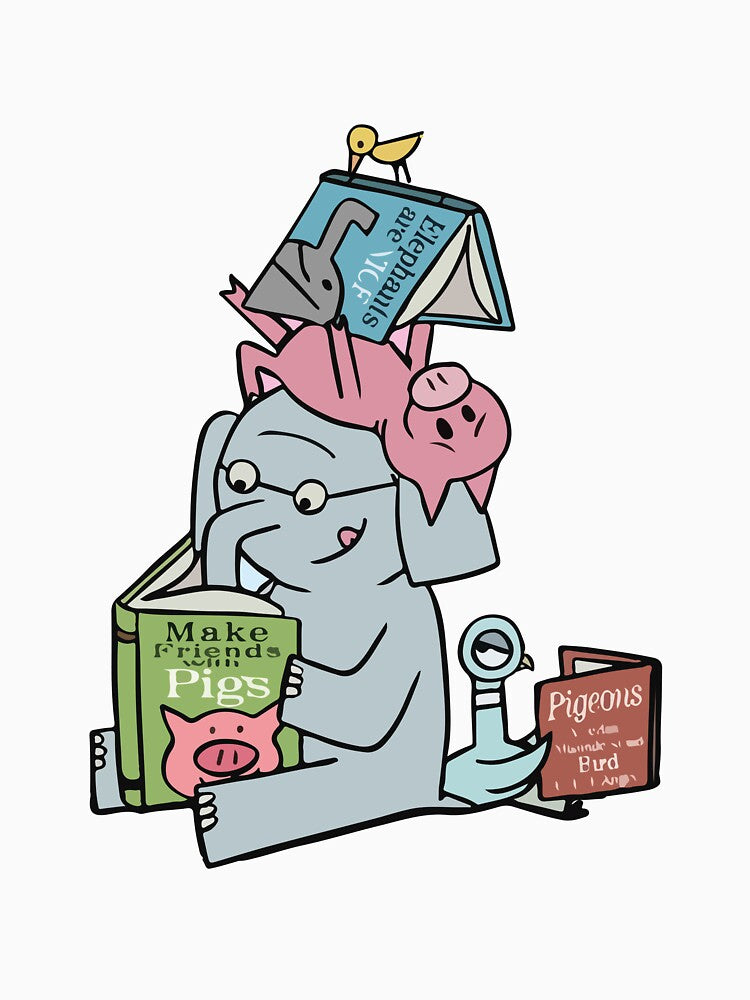 Elephant and Piggie reading by Walidovicstore