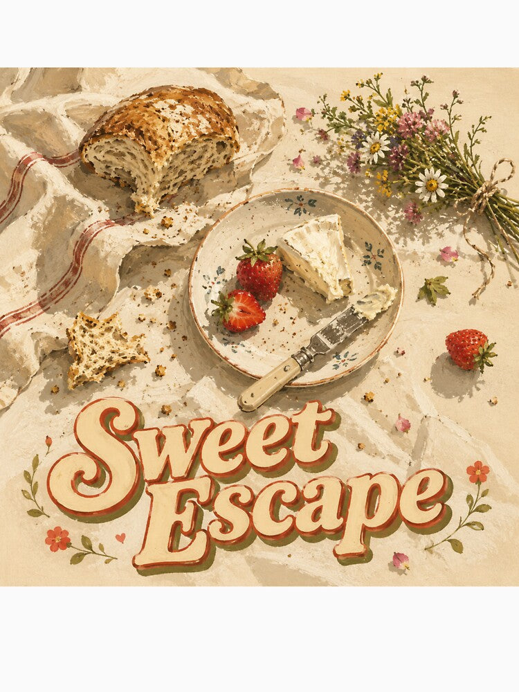 Sweet Escape | Hand Painted Strawberry Picnic Flat Lay Illustration by UUniqueIImprint