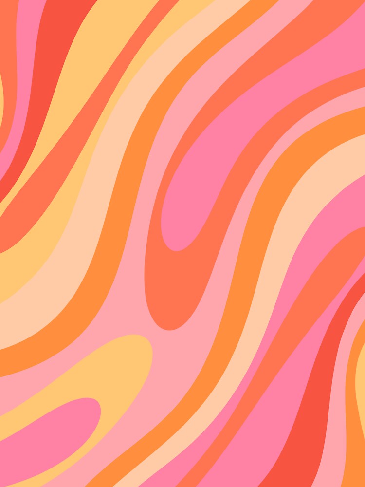 Wavy Loops Colorful Retro Abstract Pattern Pink Yellow and Orange by kierkegaard