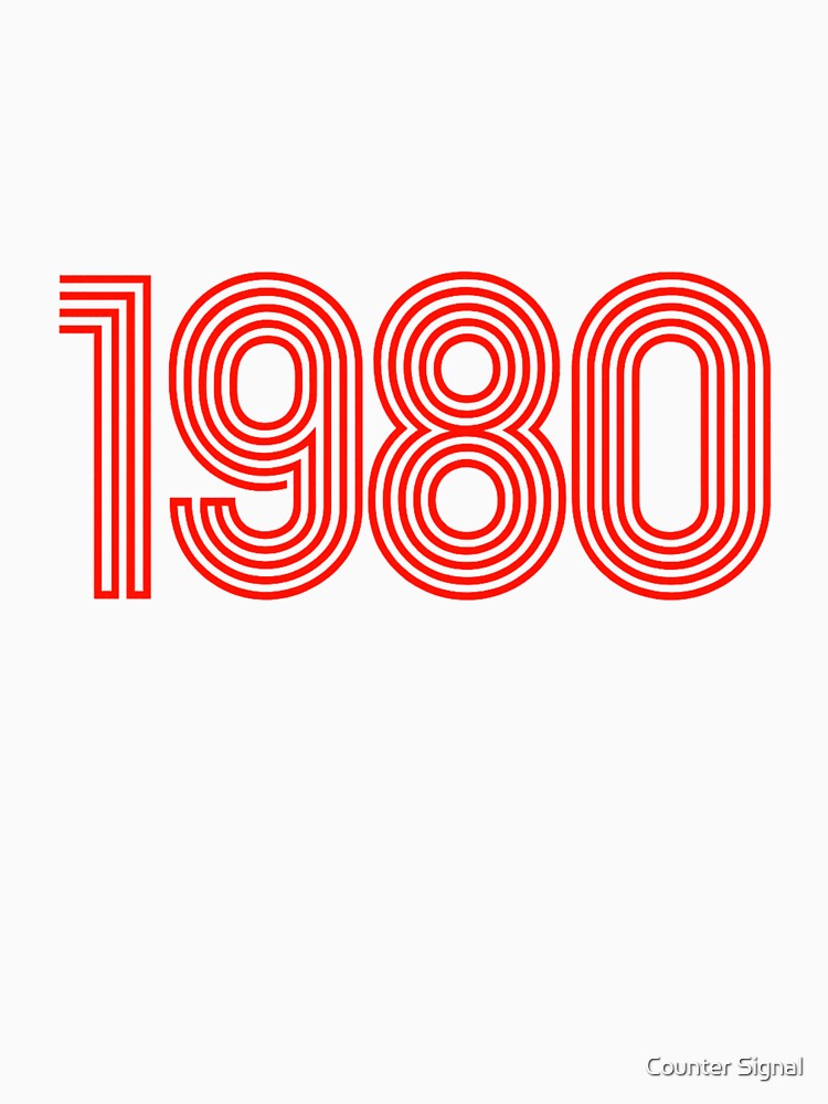 1980 – Neon Red Line Glow / Synthwave Birth Year Tee by Counter Signal