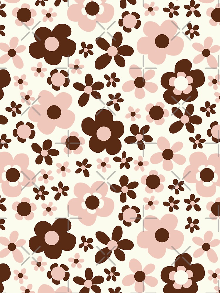 BROWN PEACH BOHO RETRO FLOWERS by blomastudios
