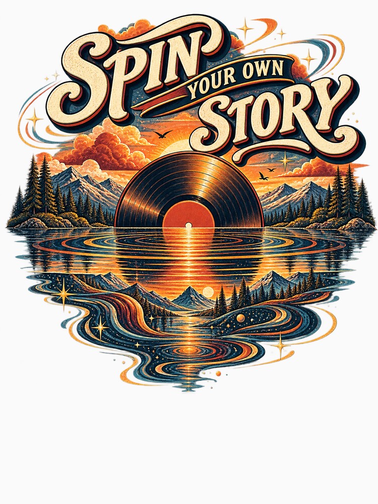 Spin Your Own Story – Vinyl Sunset Reflection by Golden Era Studio