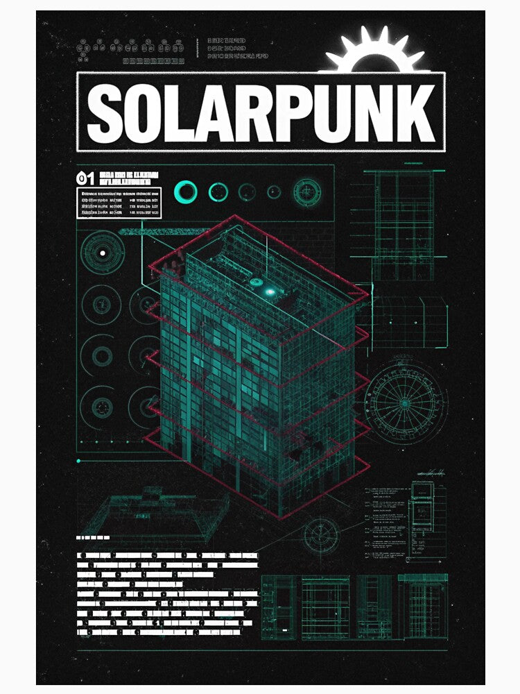 Solarpunk: Isometric Blueprint View by Raw-Ink