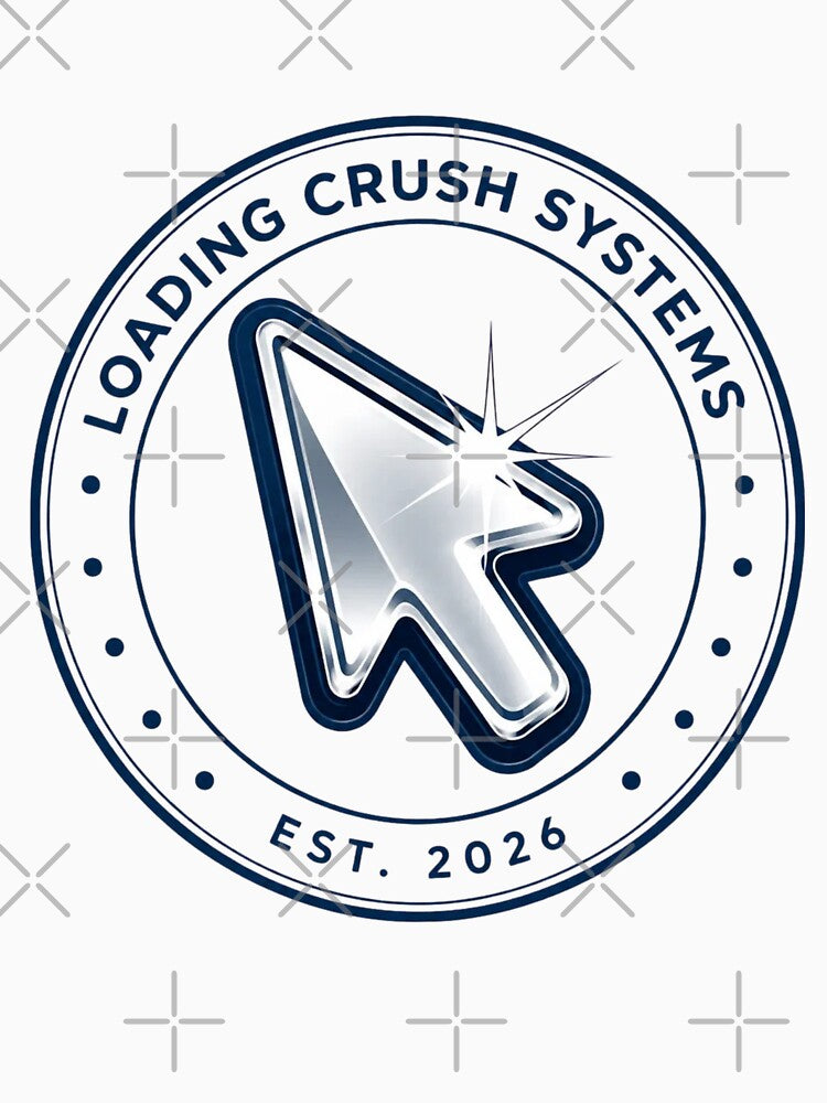 Loading Crush Systems Logo Tee | Fake Tech Company Y2K Chrome Cursor Design by Loading Crush