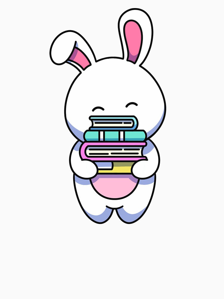 Bookish Bunny – Cute Book Stack Lover Design by yogiskencing