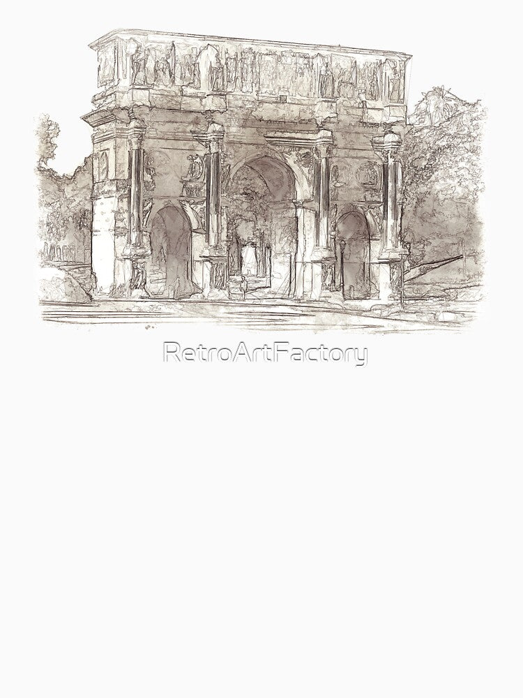 Arch of Constantine - Rome, Italy - Sketch and Wash Style by Retro Art Factory
