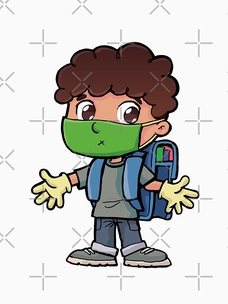 boy with a protective mask and gloves ready for school by duxpavlic