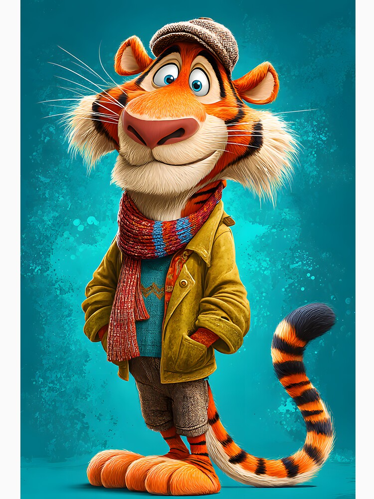 Stylish Cartoon Tiger Character in Vibrant Colors by Artessie