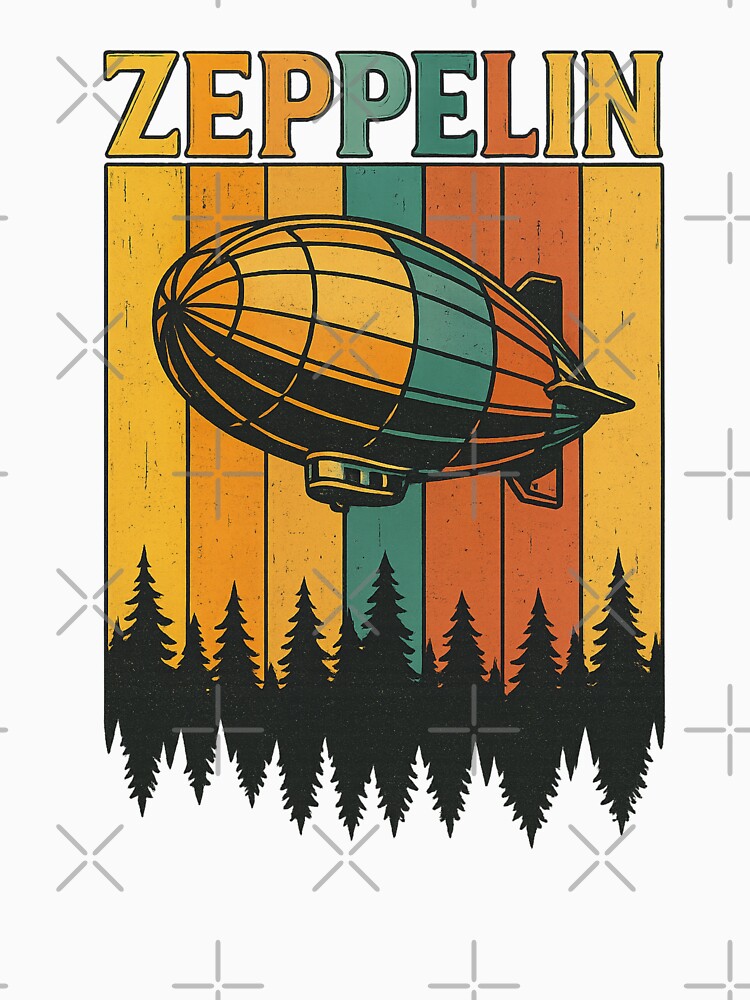Retro Zeppelin Airship Over Forest Vintage Sunset by OleOleStore
