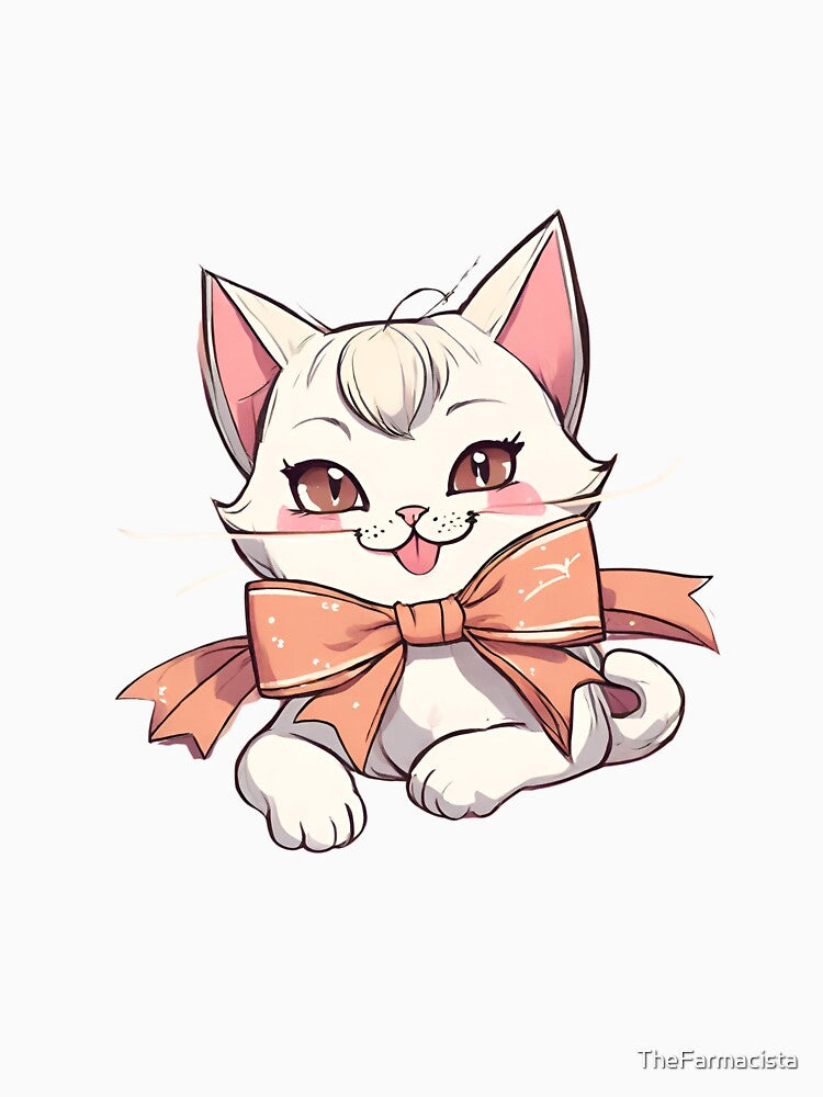 cat with vintage coquette ribbon bow by TheFarmacista