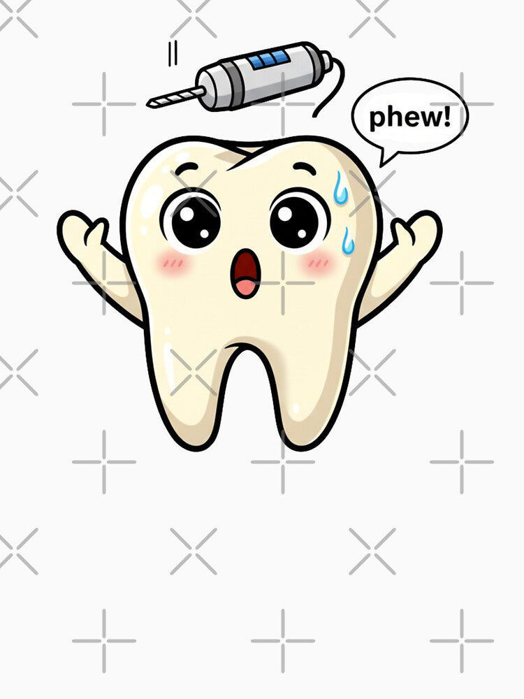 Cute Tooth Dodging Dental Drill Funny Dentist Humor Cartoons by bvdesignart