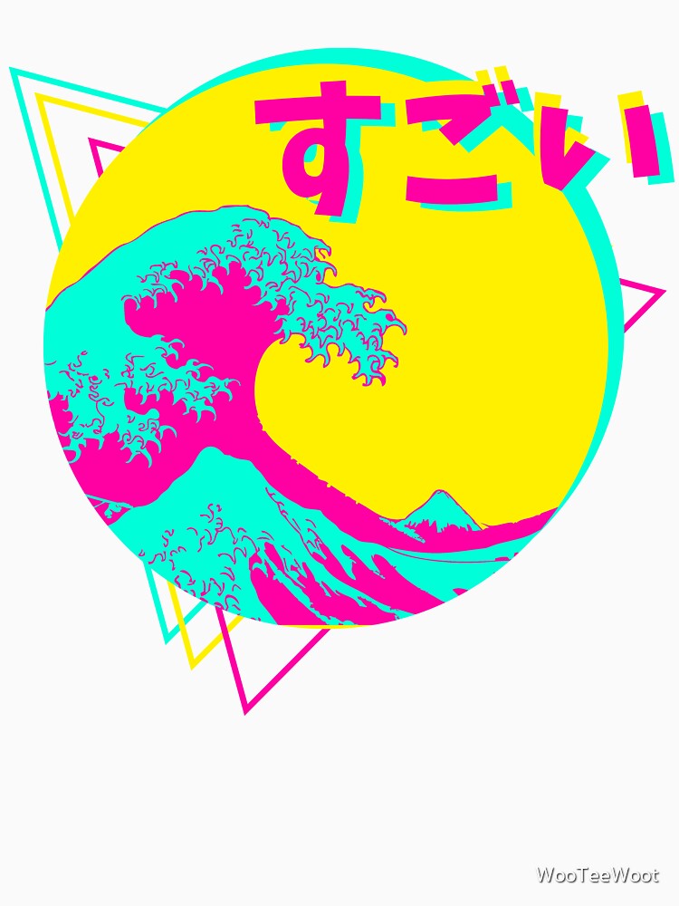 Hokusai Colorfull Japanese great wave Sugoi by WooTeeWoot