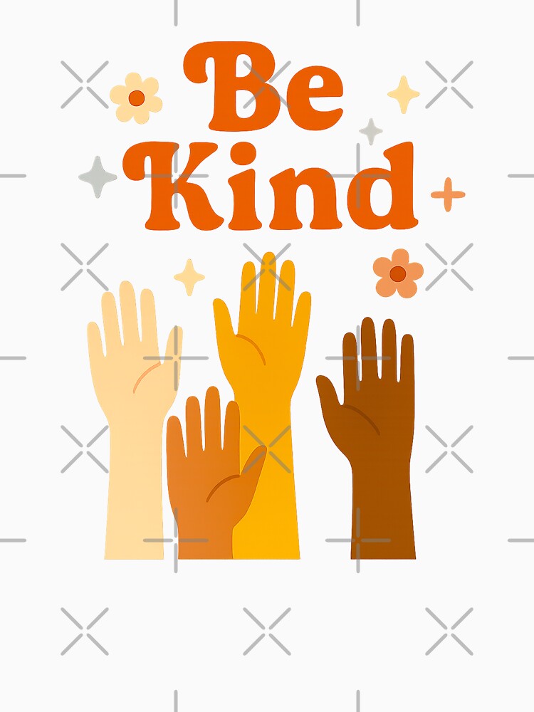 Be Kind – Retro Flat Style Hands Illustration by GinColorist