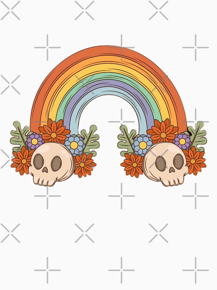 Retro Groovy Skull Rainbow by delphiniumco