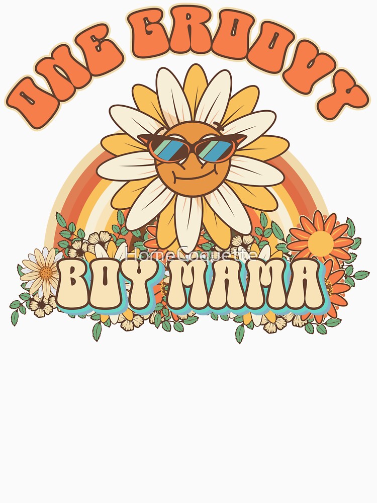 One groovy Boy mama Retro gift for mother of boy Vintage floral pattern by HomeCoquette