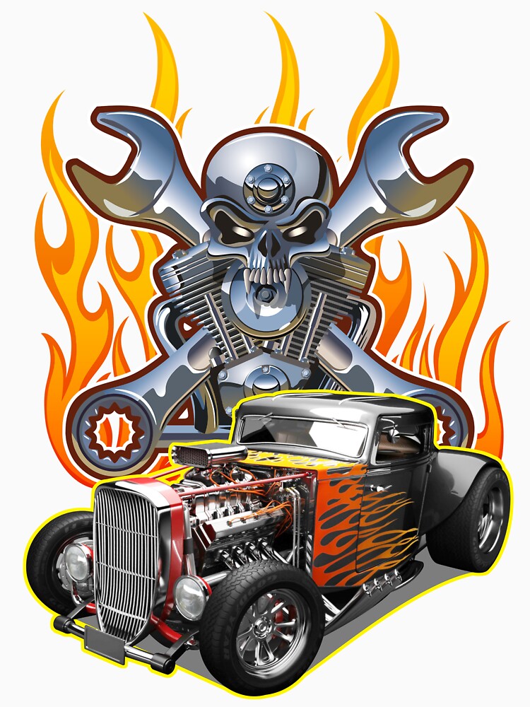 Hot Rod Skull & Flames by Fairyjam