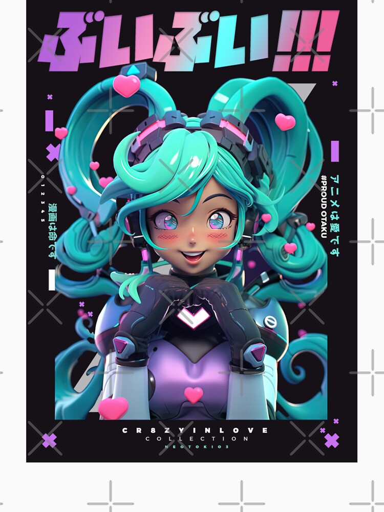Miku lookalike loves you - Cr8zy in love Collection | 3D Render Cute Anime Girl Japan Fashion Style Design | BY NEOTOKIO3 by Neotokio3