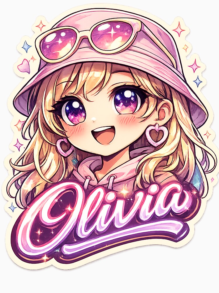 Olivia – Cute Kawaii Girl Name Mascot by AlexLineArt