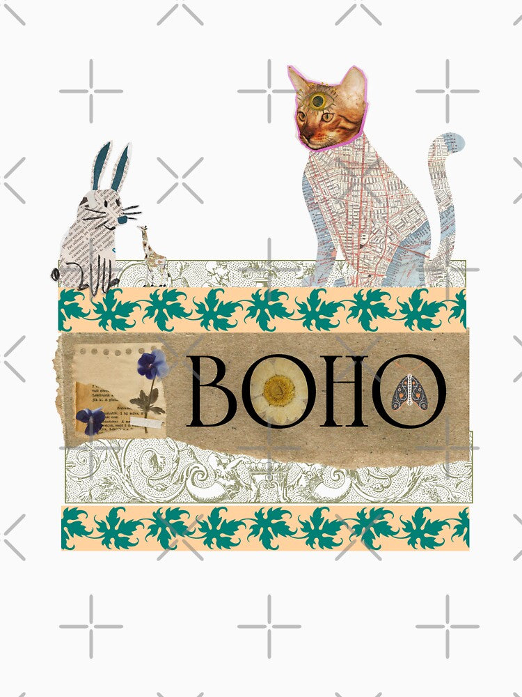 Elegant Boho Animal Collage T-Shirt - BOHO by GorinART