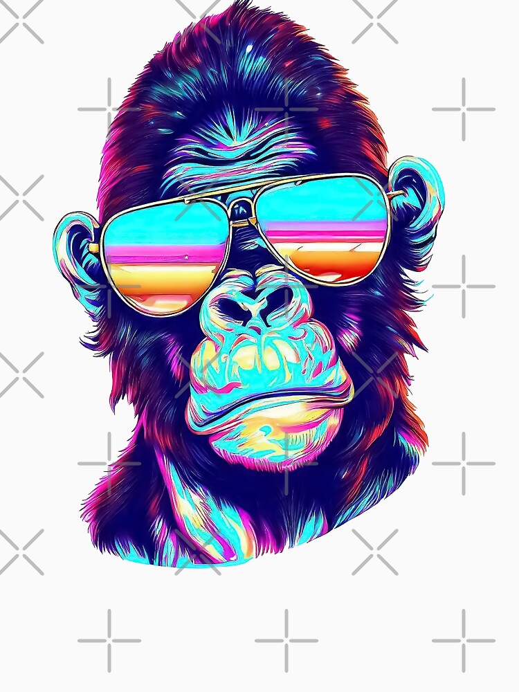 Vintage Vaporwave gorilla in sunglasses 80s retrowave by TomFrontierArt