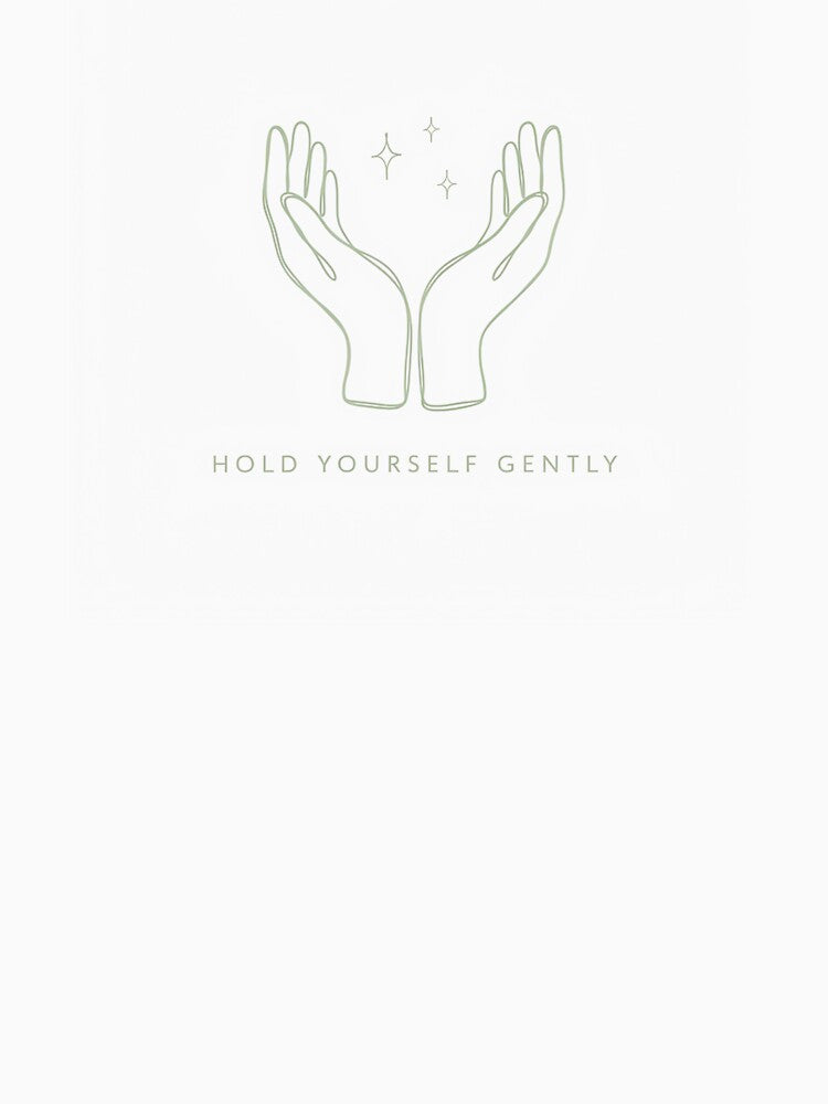 Hold Yourself Gently – Minimalist Hands Line Art by lyssalynnesmith