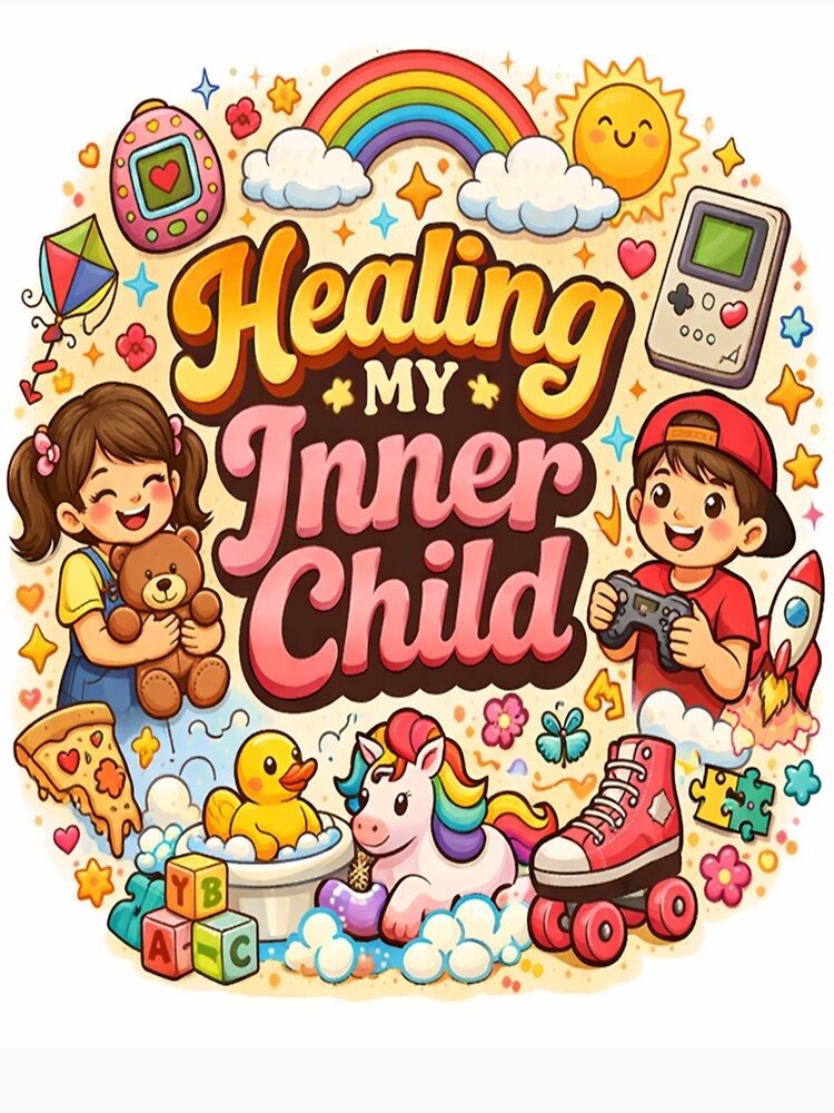 Healing My Inner Child Cute Retro Aesthetic Mental Health Self Care Design by MetroInk Co