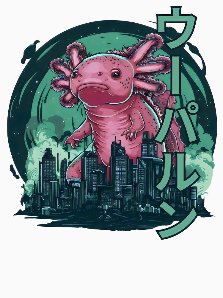 Kaiju ウーパルン | Gigantic Axolotl Destroying Cities by Delusion Tees