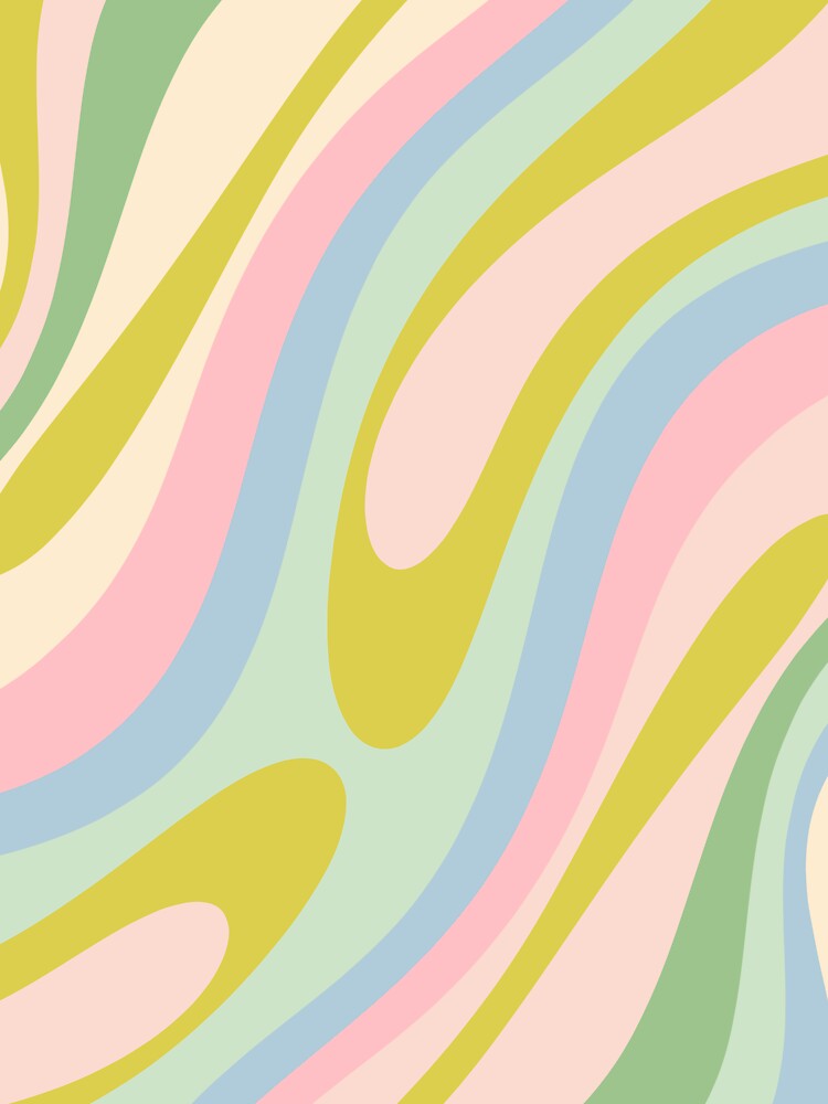 Wavy Loops Retro Abstract Pattern Pastel Pink Blue Green Chartreuse by kierkegaard