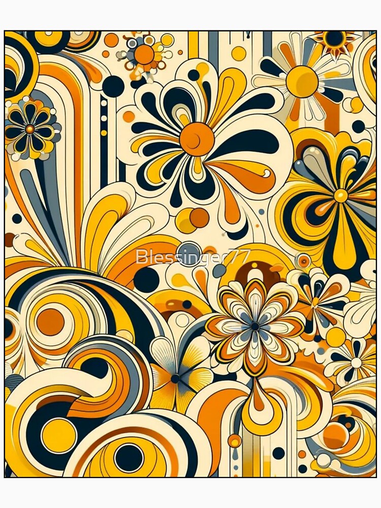 Vintage floral design 1970 yellow tint by Blessinger77