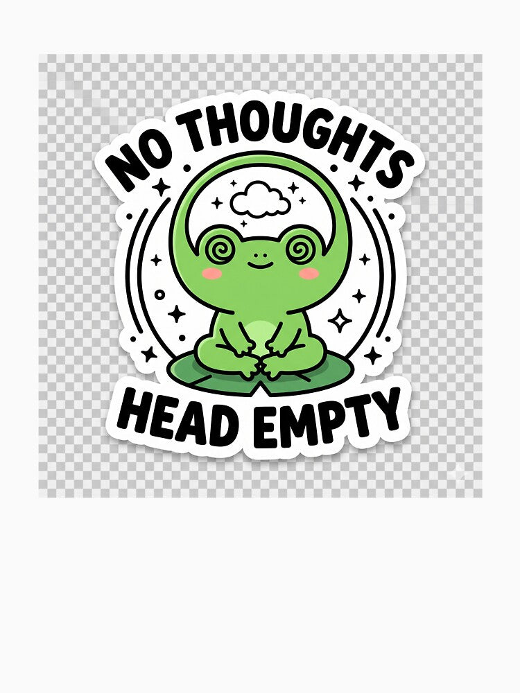 No Thoughts Head Empty Funny Zen Frog Meme Sticker by R & K Fashions