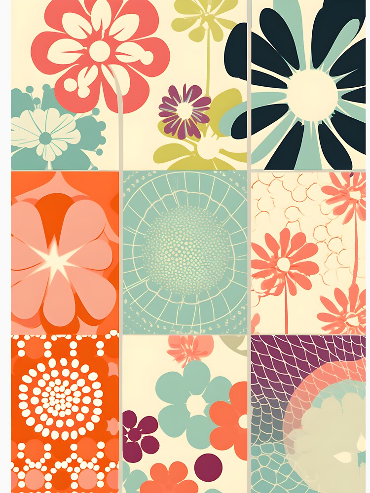 Retro Floral | Minimalist | 60's Flowers | Mother's Day by StickeryPickery