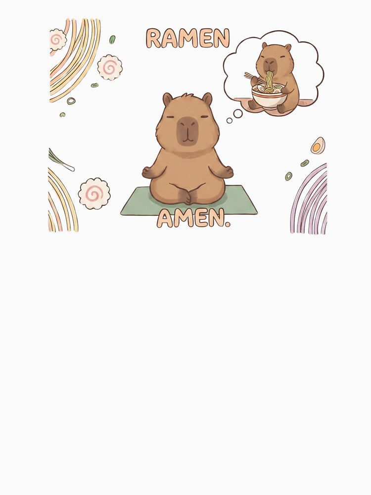 Ramen Amen Capybara – Funny Meditating Noodle Lover by TeezOfMadness