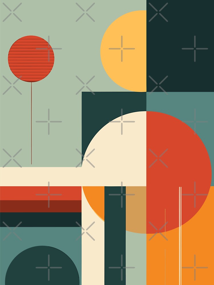 Retro Artwork cubism circles geometric 70s palette by Sara-Design2