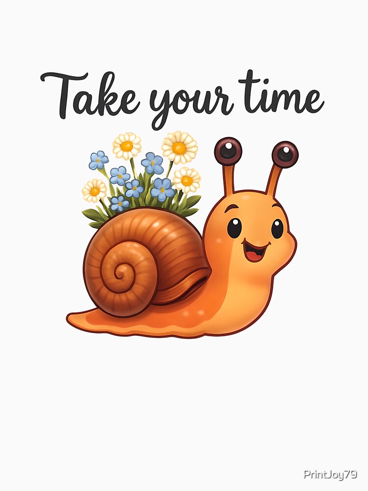 Take Your Time – Cute Snail with Flowers Design by PrintandJoy