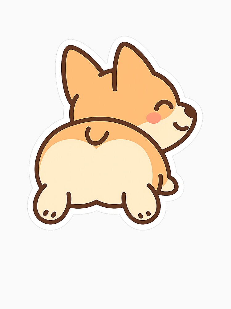 Kawaii Corgi Butt – Cute Dog Sticker by Tripconic