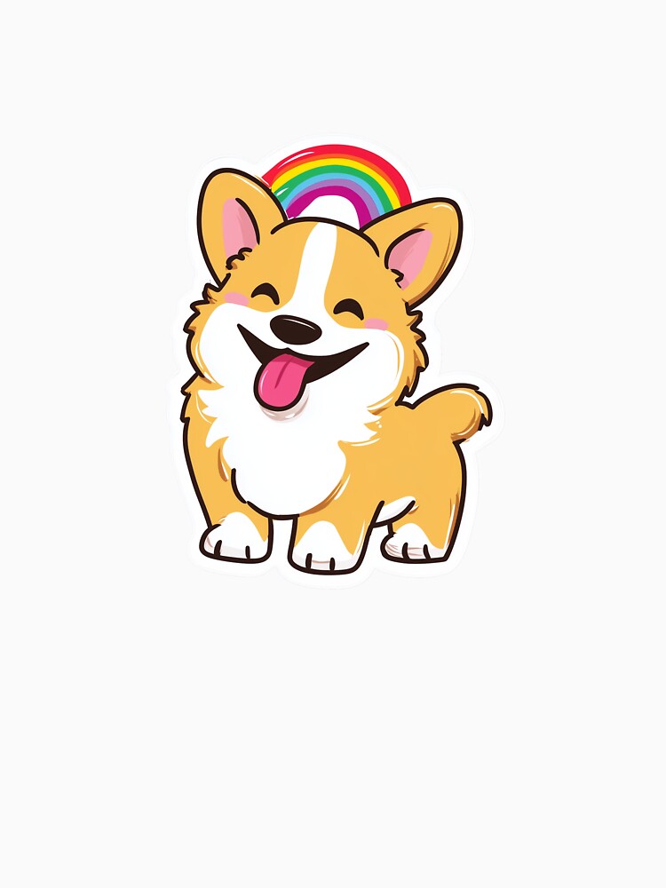 Rainbow Corgi Cute Happy Kawaii Dog by StickerMan17
