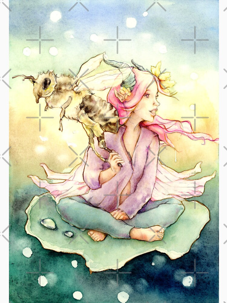 Pastel Colored Fairy With Bee by Miriam Steinau