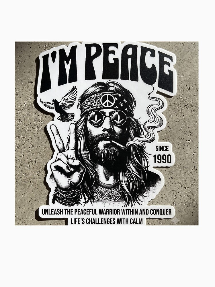 I'm Peace Hippie Peaceful Warrior Sticker | Vintage 1960s 1970s Retro Peace Lover Design by MAStrends
