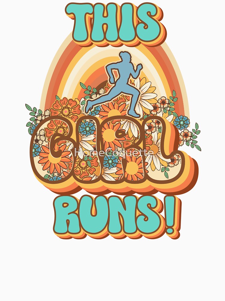 This girl runs Runner retro quote  gift for running Vintage floral pattern by HomeCoquette