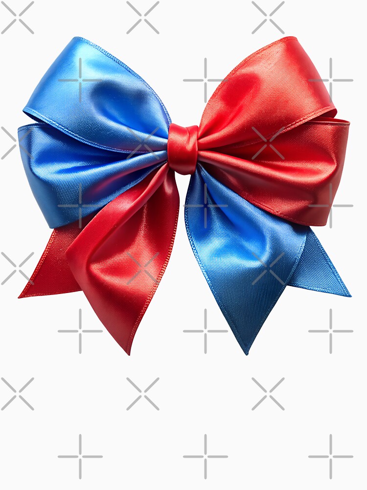 coquette aesthetic red and blue satin bow by DuskTillDown