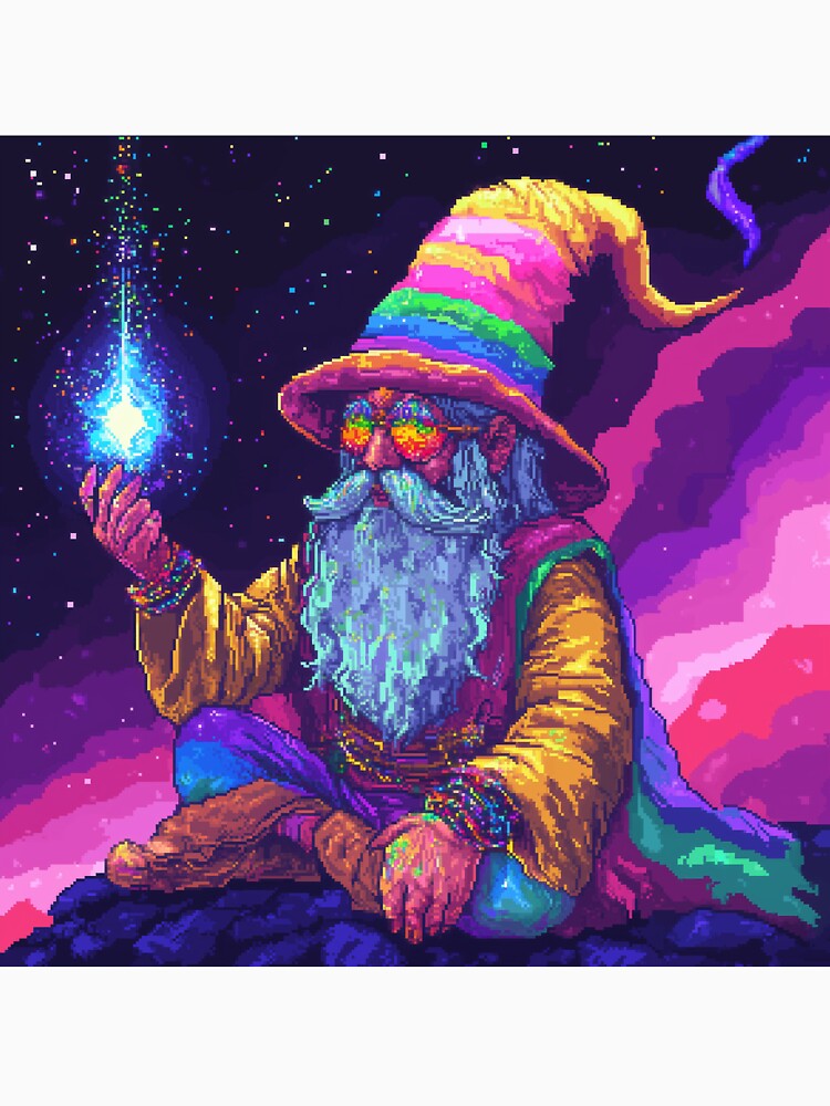 Space Wizard Rainbow Pixel Art by Kaos-Bit